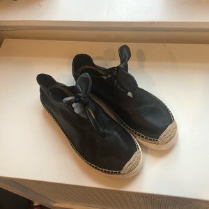 Rebecca minkoff black leather espadrilles
